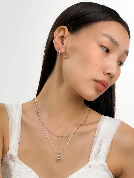 Lemniscate jewelry Двойная цепочка на шею капля