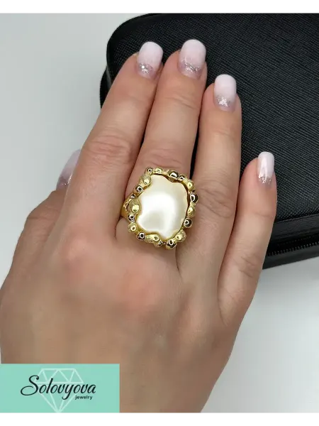 SOLOVYOVA JEWELRY Кольцо жемчужное бижутерия