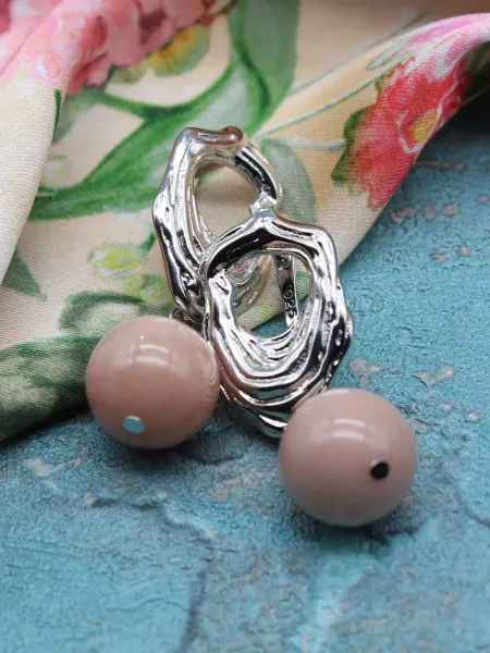 TE jewelry Серьги в постельных тонах с натуральны камнем "Мэри"