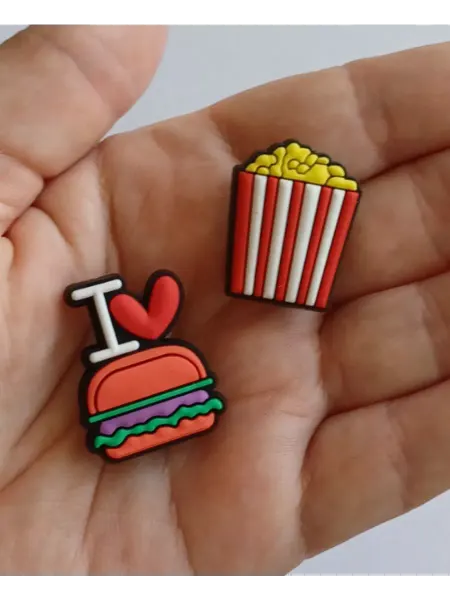 ЛЕТЯЩЕЙ ПОХОДКОЙ Jibbitz набор взрослые детские джибитсы еда бургер попкорн