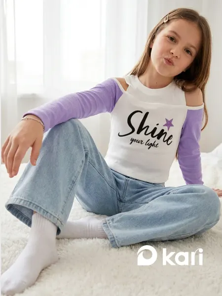 Kari Лонгслив для девочки облегающий с принтом