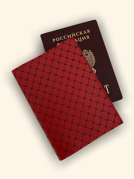 KAZA Кожаный чехол для паспорта женский с орнаментом сердце