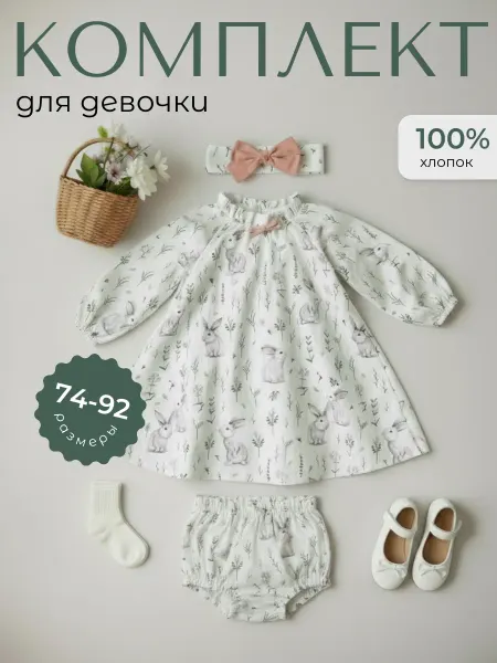 Kengoo kids Платье для новорожденных с трусиками и повязкой