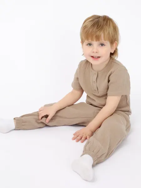 Sun Kids Детский муслиновый костюм с брюками на резинке