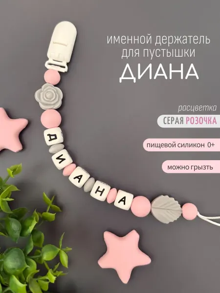 Koala_grizunok Именной держатель для соски-пустышки Диана