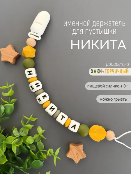 Koala_grizunok Именной держатель для соски-пустышки Никита