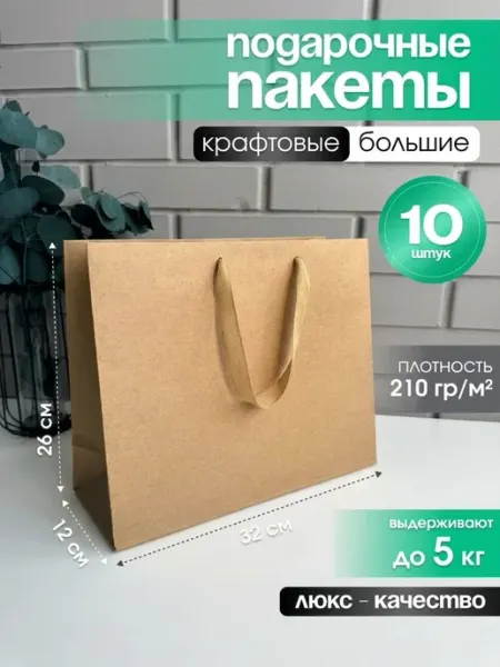 Kraftpak Крафт пакеты подарочные в наборе 10шт