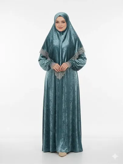 Женское веллюровое платье с платком, намазник