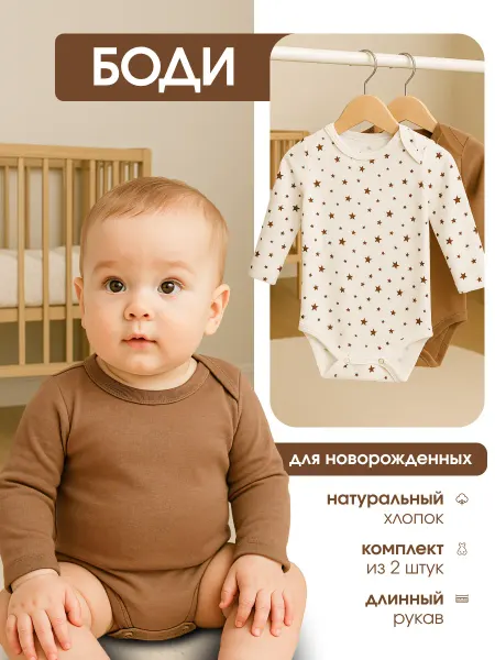 LMB Wear Боди для новорожденных малышей с длинным рукавом на кнопках