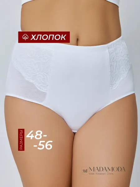 Madamoda Трусы высокие кружевные хлопок