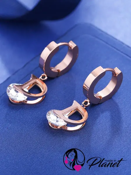 Made in Planet Серьги кольца подвески с камнем