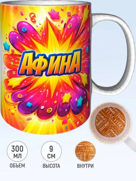 MadePrint Кружка с именем Афина - спасибо внутри