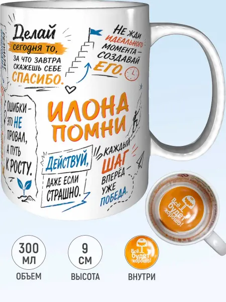 MadePrint Кружка мотивационная Илона - всё будет хорошо внутри