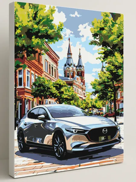 PANOMERAM Картина по номерам - Mazda на живописной улице города