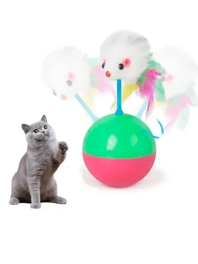 Игрушка для кошек неваляшка, шарики с мышкой, пластиковый