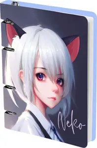 Тетрадь на кольцах MESHU Neko, А5, 100 л, картон, матовая ламинация, тиснение фольгой