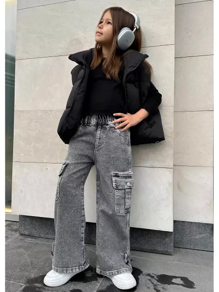 MiliBo_wear Джинсы карго подростковые на резинке
