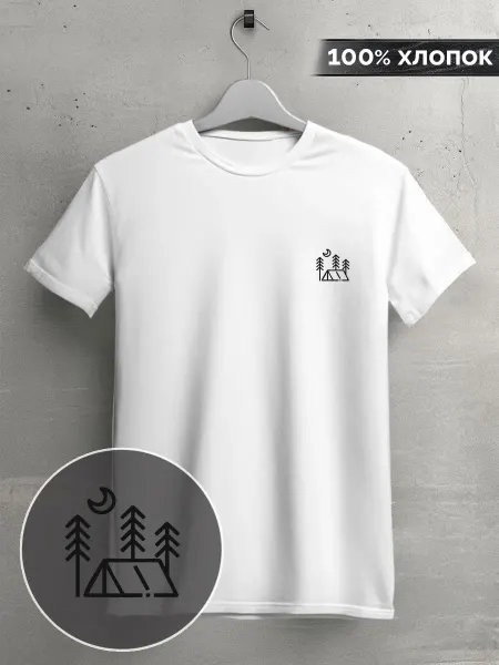 Minimal Trend Футболка Природа Кемпинг палатка луна деревья