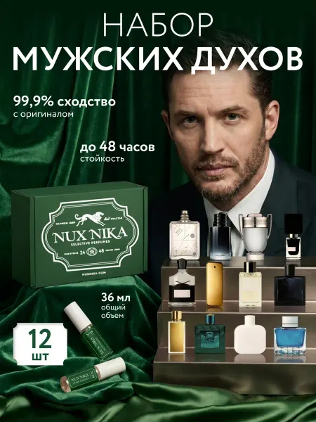NUX NIKA Духи мужские сладкие стойкие масляные, набор пробников 12 шт