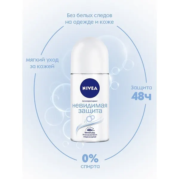 NIVEA Дезодорант шариковый Невидимая защита, 50 мл