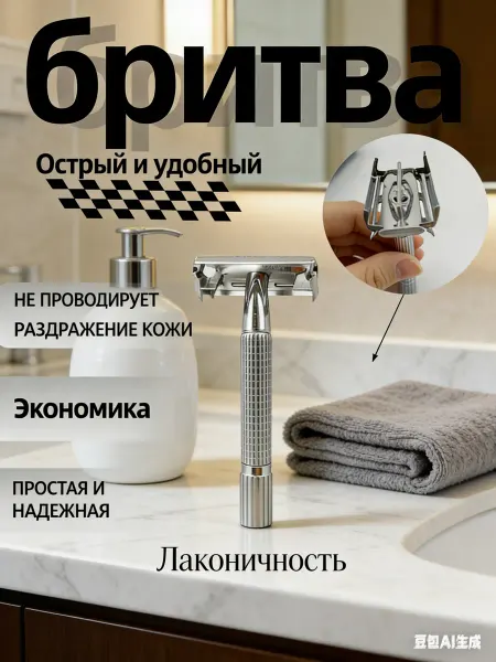 NovKa Классическая Т-образная бритва с лезвием