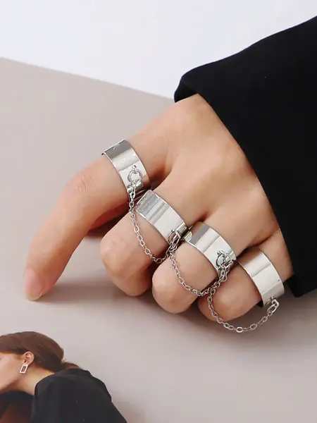 Soul Sister Outlet Набор колец женский бижутерия с цепочками 4 шт