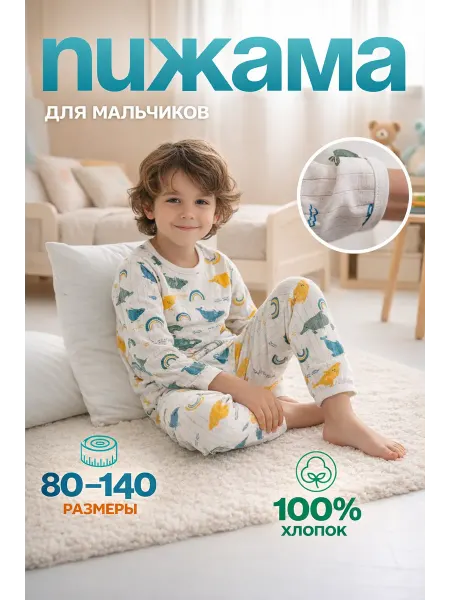 Pajama Party Пижама детская со штанами для мальчиков в рубчик легкая