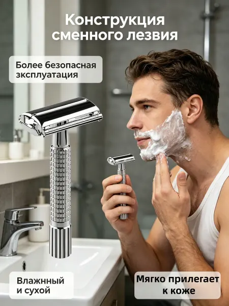 Pearlmax Мужская безопасная бритва станок для бритья щетины
