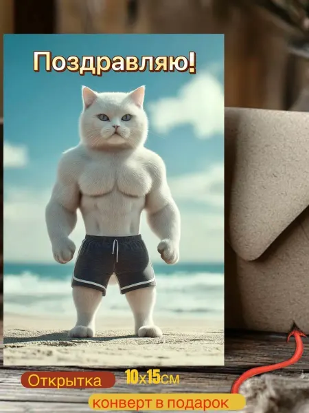 Postcards Открытка С днем Рождения, Котик