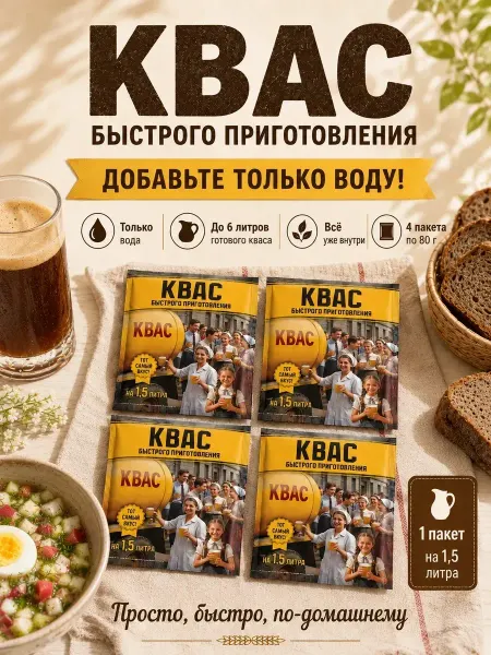 Отличная кухня Квас сухой хлебный быстрого приготовления