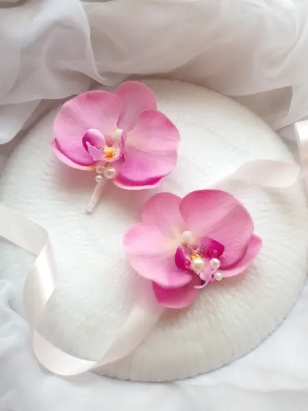 ReniWedding Комплект свадебная бутоньерка и браслет