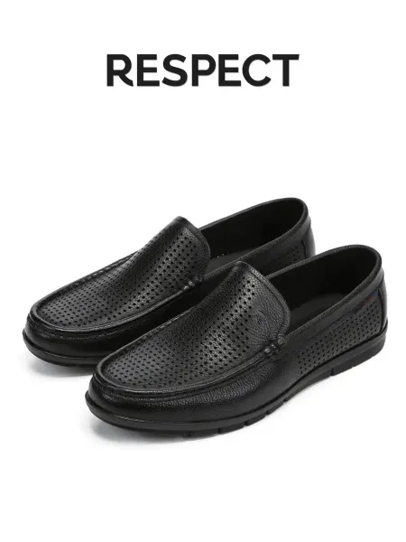 RESPECT Мокасины лоферы мужские натуральные с перфорацией