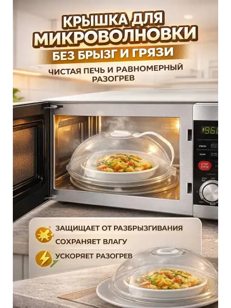 ОКЕН Крышка для микроволновки купольная с клапаном для пара