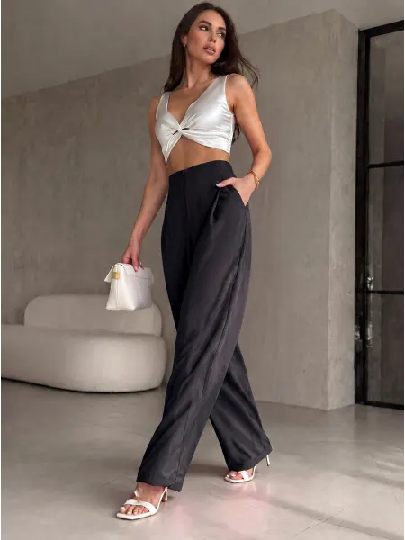 RiZontime Брюки широкие палаццо со складками прямые летние