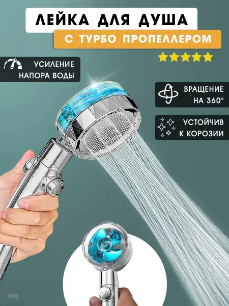 Rokbery Лейка для душа с вентилятором и фильтром сберегающая