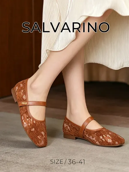 Salvarino Летние балетки мери джейн кружевные в сетку