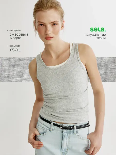 SELA Топ приталенный женский из смесового модала