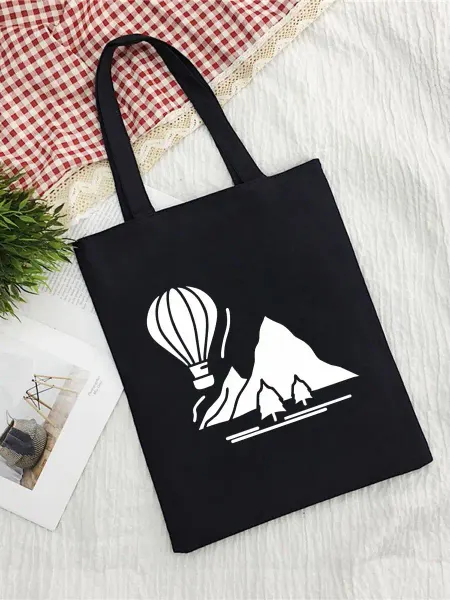 Sharp&Cut Эко сумка шоппер хозяйственная с принтом Воздушный шар горы