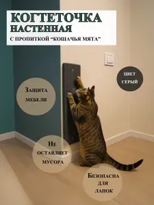 Когтеточка настенная ковролиновая с пропиткой "Кошачья мята"