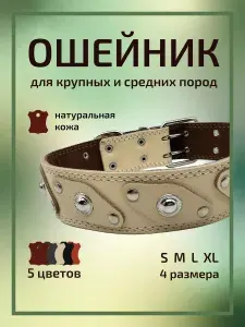 Ошейник для собак крупных и средних пород кожаный