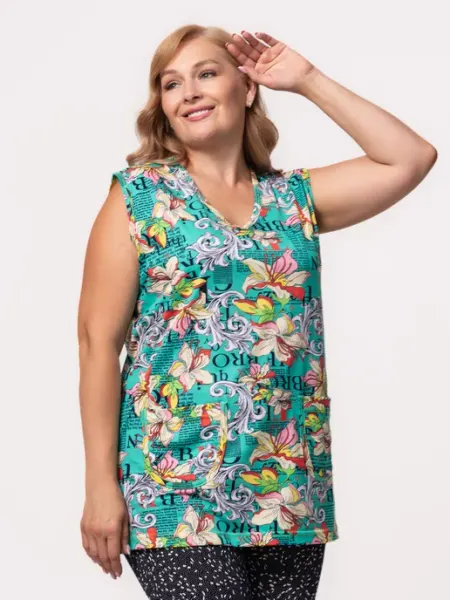 Wakas Textile Футболка домашняя больших размеров с карманами летняя