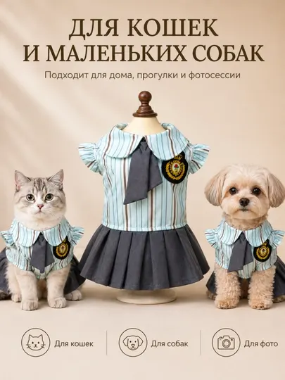 Костюм для кошек и маленьких собак, платье с юбкой для питомца