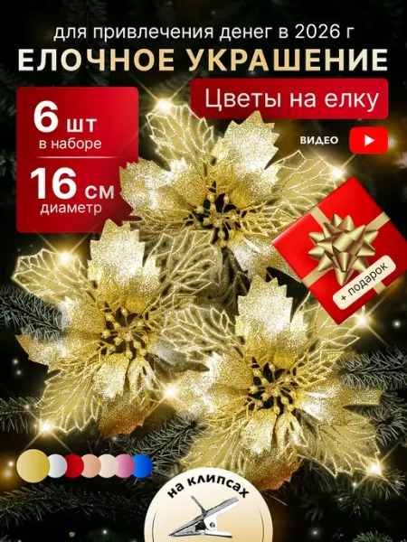 TIKO Елочные игрушки новогодние цветы на елку