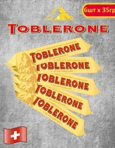 Шоколад Toblerone / Тоблерон молочный шоколад с медово-миндальной нугой 6шт х 35гр (Швейцария)