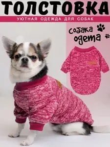 Одежда для собак свитер кофта на флисе теплая малиновый XS