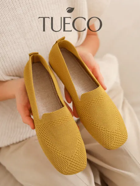 TUECO Мягкие лоферы без каблука, дышащие балетки в офис