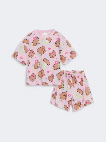 LC Waikiki Пижамный комплект для девочек с футболкой и шортами
