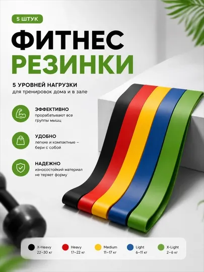 Фитнес резинки, набор фитнес резинок, резинки для спорта, эспандер ленточный