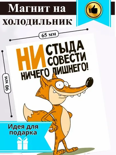 Магнит на холодильник "Ни стыда ни совести, ничего лишнего!"