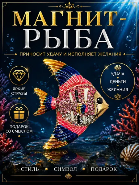 Сувениры И подарки Мари Рыба магнит со стразами на холодильник